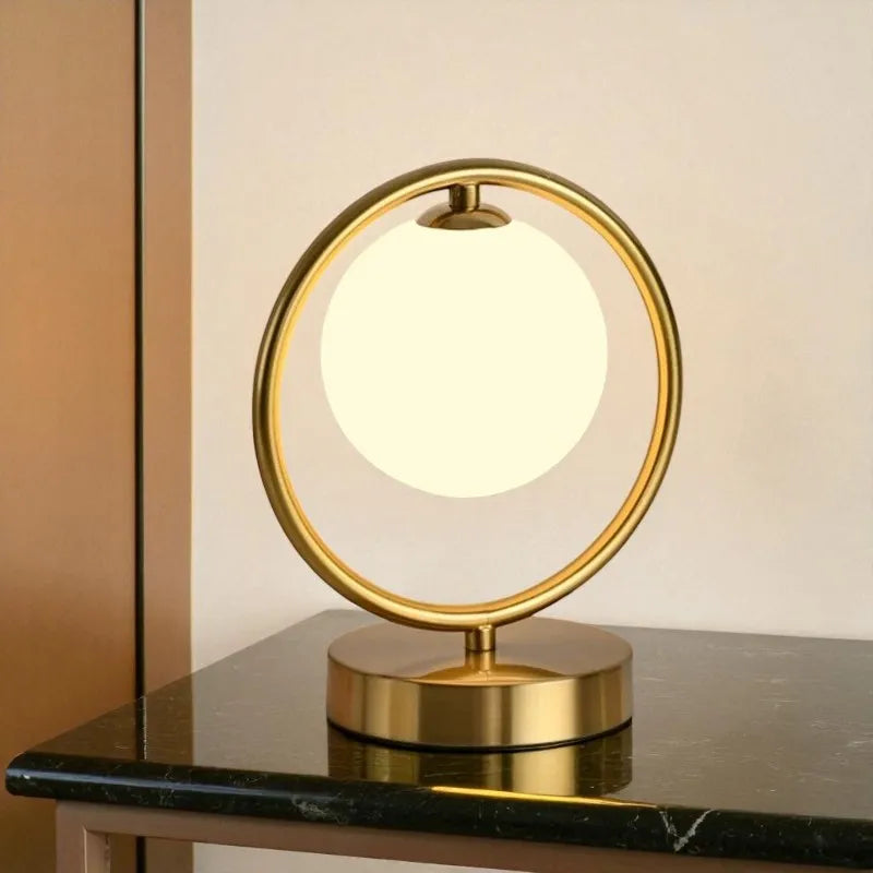 Lampe Boule anneau laiton boule décorative