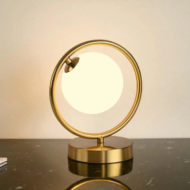 Lampe Boule anneau laiton boule décorative