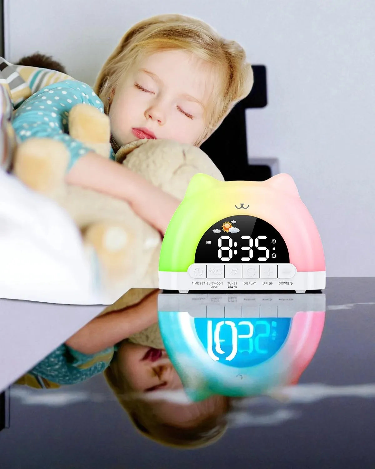 Lampe de Chevet Réveil enfants 11 couleurs