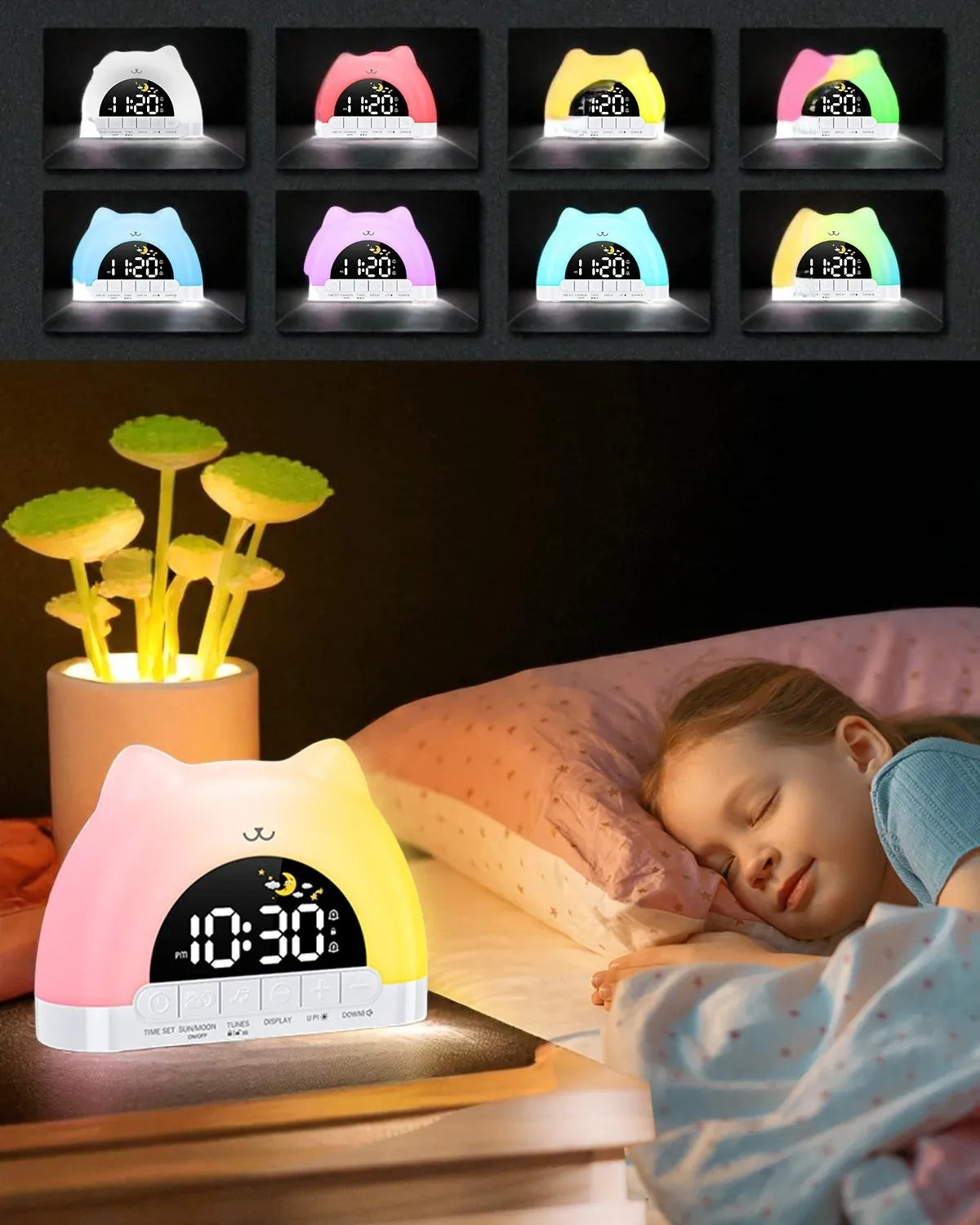 Lampe de Chevet Réveil enfants 11 couleurs