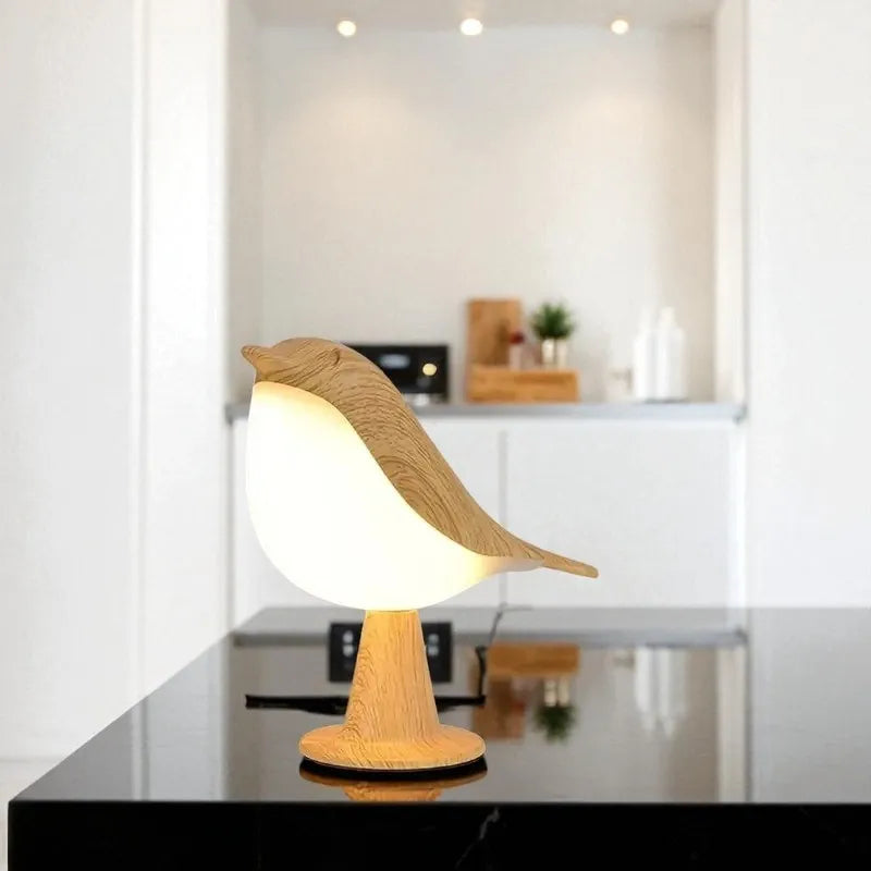 Lampe de Chevet Tactile bois oiseau moderne