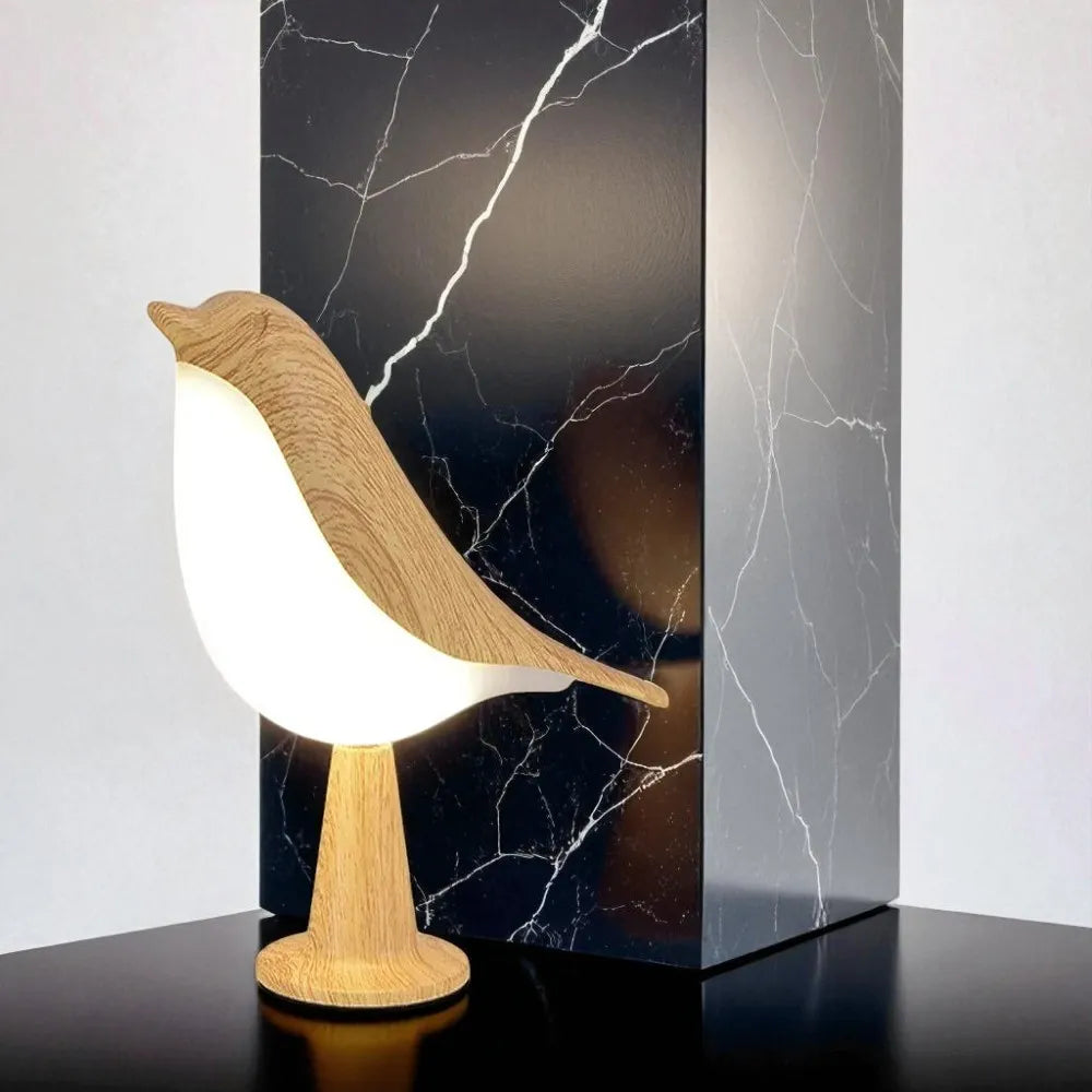 Lampe de Chevet Tactile bois oiseau moderne